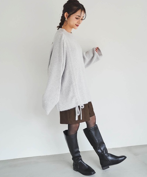 mil(ミル)の「【150㎝前後の小柄さんサイズ】ふわとろ ドロストニット(ニット/セーター・レディース・モカ/ライトグレー/オフホワイト・ONE SIZE)」の14枚目の写真