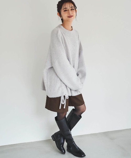 mil(ミル)の「【150㎝前後の小柄さんサイズ】ふわとろ ドロストニット(ニット/セーター・レディース・モカ/ライトグレー/オフホワイト・ONE SIZE)」の8枚目の写真