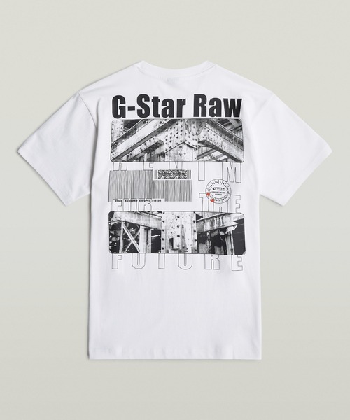 G-STAR（ジースター）の「BARCODE BACK GRAPHIC LOOSE T-SHIRT/バックグラフィックプリントオーバーサイズTシャツ（Tシャツ/カットソー・メンズ・ダークブラック/ホワイト・X-SMALL/SMALL/MEDIUM/LARGE/X-LARGE）」の2枚目の写真