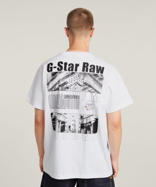 G-STAR（ジースター）の「BARCODE BACK GRAPHIC LOOSE T-SHIRT/バックグラフィックプリントオーバーサイズTシャツ（Tシャツ/カットソー・メンズ・ダークブラック/ホワイト・X-SMALL/SMALL/MEDIUM/LARGE/X-LARGE）」の5枚目の写真