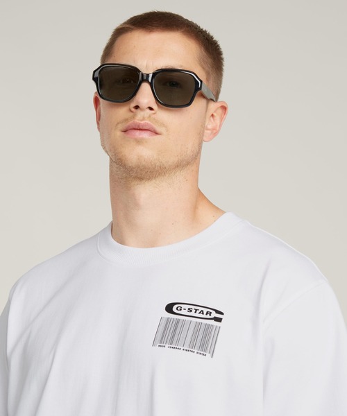 G-STAR（ジースター）の「BARCODE BACK GRAPHIC LOOSE T-SHIRT/バックグラフィックプリントオーバーサイズTシャツ（Tシャツ/カットソー・メンズ・ダークブラック/ホワイト・X-SMALL/SMALL/MEDIUM/LARGE/X-LARGE）」の7枚目の写真