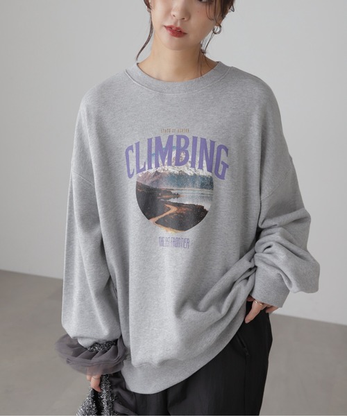 FREE'S MART(フリーズマート)の「◇マウンテンプリントビッグスウェット(スウェット・レディース・ホワイト/グレー/ネイビー・FREE)」の2枚目の写真