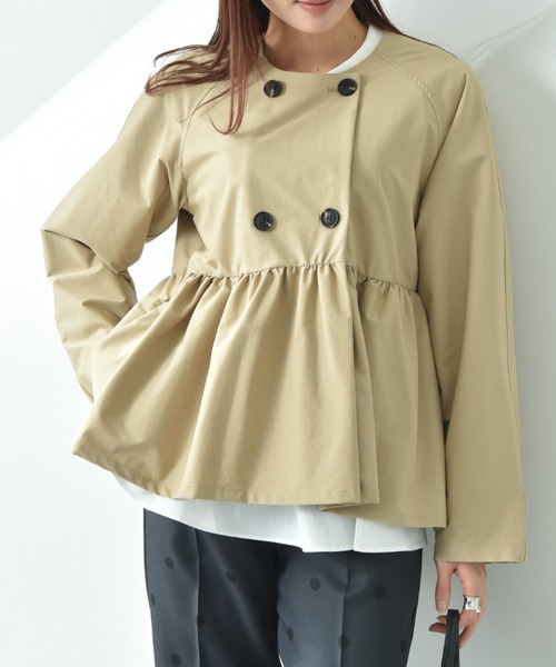 INTERPLANET（インタープラネット）の「ノーカラーオーバーサイズショートコート（その他アウター・レディース・ベージュ/ブラック/アイボリー・FREE）」の3枚目の写真