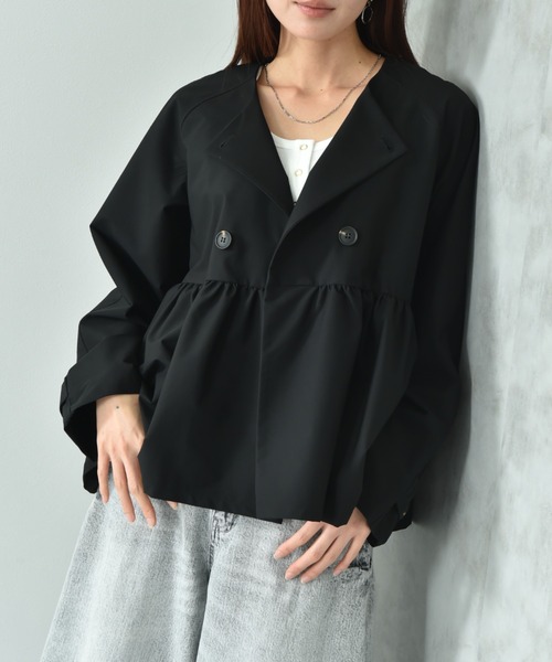 INTERPLANET（インタープラネット）の「ノーカラーオーバーサイズショートコート（その他アウター・レディース・ベージュ/ブラック/アイボリー・FREE）」の2枚目の写真