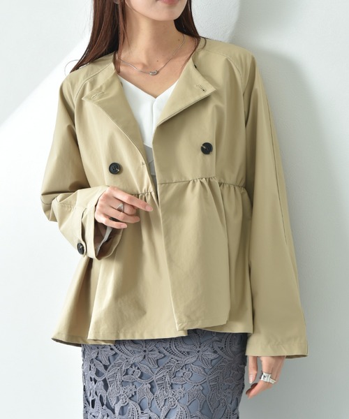 INTERPLANET（インタープラネット）の「ノーカラーオーバーサイズショートコート（その他アウター・レディース・ベージュ/ブラック/アイボリー・FREE）」の4枚目の写真