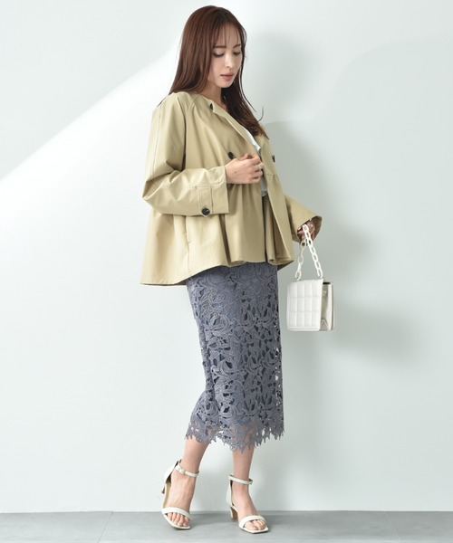 INTERPLANET（インタープラネット）の「ノーカラーオーバーサイズショートコート（その他アウター・レディース・ベージュ/ブラック/アイボリー・FREE）」の8枚目の写真