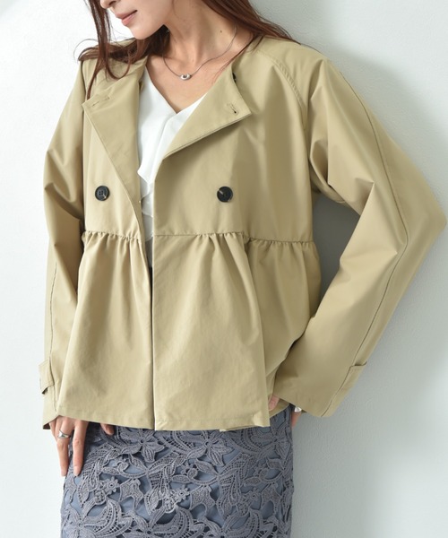 INTERPLANET（インタープラネット）の「ノーカラーオーバーサイズショートコート（その他アウター・レディース・ベージュ/ブラック/アイボリー・FREE）」の6枚目の写真