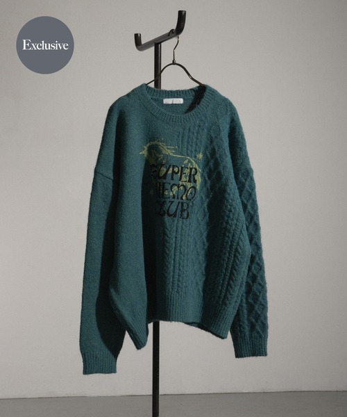 SENSE OF PLACE by URBAN RESEARCH（センスオブプレイスバイアーバンリサーチ）の「『別注』SHUHEI KOKI×SENSE OF PLACE　プリントニット（ニット/セーター・メンズ・ブルー/ライトベージュ/ダークブラウン・MEDIUM/LARGE）」の3枚目の写真