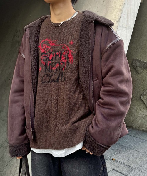 SENSE OF PLACE by URBAN RESEARCH（センスオブプレイスバイアーバンリサーチ）の「『別注』SHUHEI KOKI×SENSE OF PLACE　プリントニット（ニット/セーター・メンズ・ブルー/ライトベージュ/ダークブラウン・MEDIUM/LARGE）」の11枚目の写真