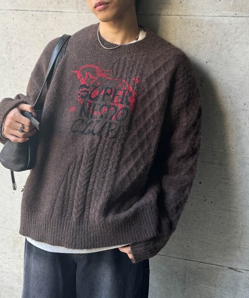 SENSE OF PLACE by URBAN RESEARCH（センスオブプレイスバイアーバンリサーチ）の「『別注』SHUHEI KOKI×SENSE OF PLACE　プリントニット（ニット/セーター・メンズ・ブルー/ライトベージュ/ダークブラウン・MEDIUM/LARGE）」の12枚目の写真