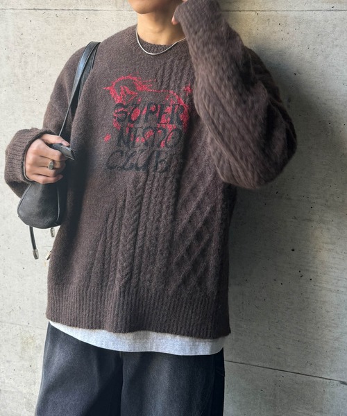 SENSE OF PLACE by URBAN RESEARCH（センスオブプレイスバイアーバンリサーチ）の「『別注』SHUHEI KOKI×SENSE OF PLACE　プリントニット（ニット/セーター・メンズ・ブルー/ライトベージュ/ダークブラウン・MEDIUM/LARGE）」の13枚目の写真