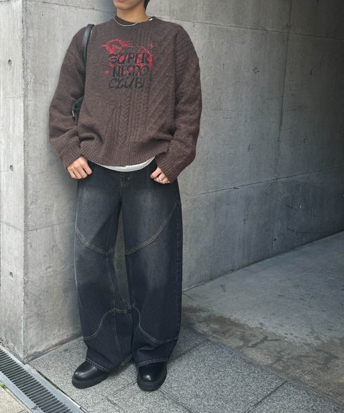 SENSE OF PLACE by URBAN RESEARCH（センスオブプレイスバイアーバンリサーチ）の「『別注』SHUHEI KOKI×SENSE OF PLACE　プリントニット（ニット/セーター・メンズ・ブルー/ライトベージュ/ダークブラウン・MEDIUM/LARGE）」の14枚目の写真