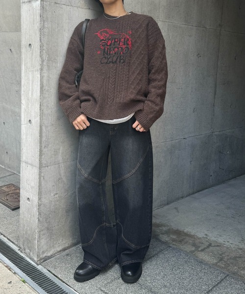 SENSE OF PLACE by URBAN RESEARCH（センスオブプレイスバイアーバンリサーチ）の「『別注』SHUHEI KOKI×SENSE OF PLACE　プリントニット（ニット/セーター・メンズ・ブルー/ライトベージュ/ダークブラウン・MEDIUM/LARGE）」の15枚目の写真