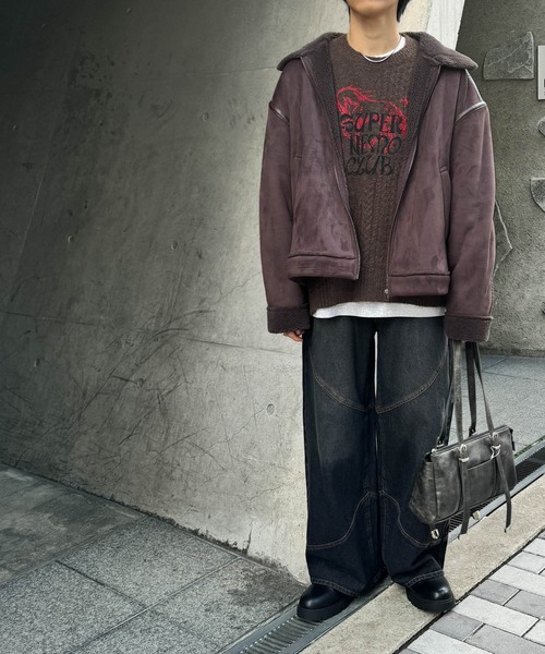 SENSE OF PLACE by URBAN RESEARCH（センスオブプレイスバイアーバンリサーチ）の「『別注』SHUHEI KOKI×SENSE OF PLACE　プリントニット（ニット/セーター・メンズ・ブルー/ライトベージュ/ダークブラウン・MEDIUM/LARGE）」の17枚目の写真