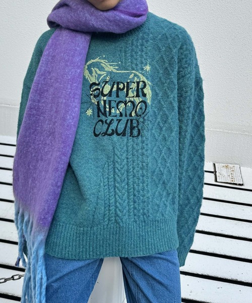 SENSE OF PLACE by URBAN RESEARCH（センスオブプレイスバイアーバンリサーチ）の「『別注』SHUHEI KOKI×SENSE OF PLACE　プリントニット（ニット/セーター・メンズ・ブルー/ライトベージュ/ダークブラウン・MEDIUM/LARGE）」の18枚目の写真