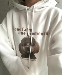 犬プリント裏起毛パーカー