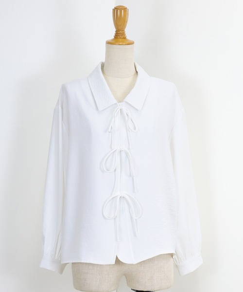 ブラウス シャツ Ribbon Detail Pullover Shirt / リボンプルオーバーシャツブラウス レディース t1204_1.jpg