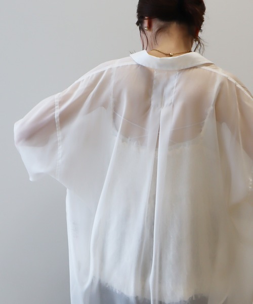 earth music&ecology（アースミュージックアンドエコロジー）の「【WEB限定】シアーシャツ（シャツ/ブラウス・レディース・ブルー/ストライプ/オフホワイト/ブラック・FREE）」の19枚目の写真