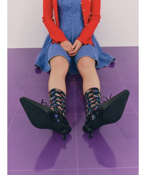 LILY BROWN（リリーブラウン）の「【LILY BROWN × ANNA SUI】ロゴバリエソックス（ソックス/靴下・レディース・レオパード/ホワイト/その他/ブラック・FREE）」の12枚目の写真