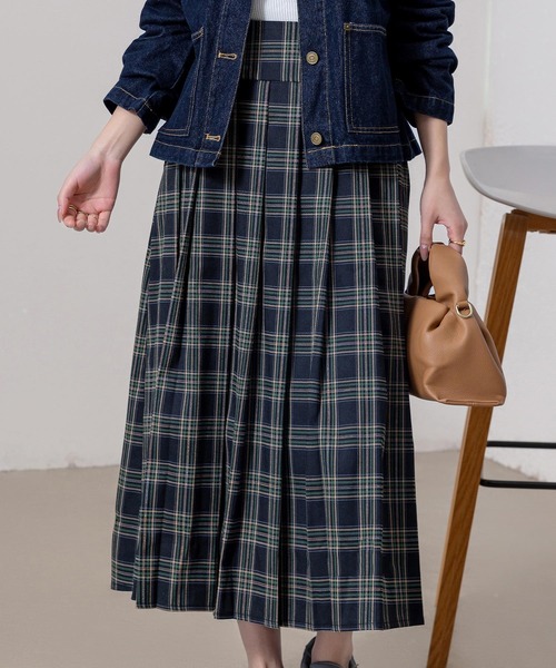 セール】【大きいサイズ有/ハイウエスト/裏地付き/消しプリーツ/ロング