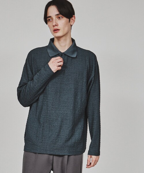 tk.TAKEO KIKUCHI（ティーケータケオキクチ）の「楊柳ポロシャツ（ポロシャツ・メンズ・ライトグレー/ブルーグリーン/ブラック・03/02）」の3枚目の写真