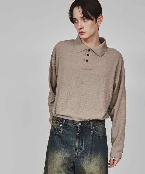 tk.TAKEO KIKUCHI（ティーケータケオキクチ）の「楊柳ポロシャツ（ポロシャツ・メンズ・ライトグレー/ブルーグリーン/ブラック・03/02）」の5枚目の写真