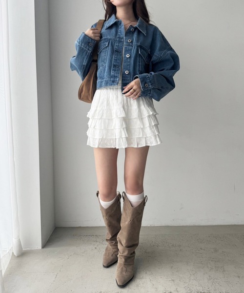 ナイスクラップ NICECLAUP パイピングジャケット ティアードミニスカート ナイスクラップ NICECLAUP パイピングジャケット ティアードミニ