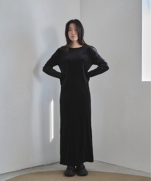 アルペロベロロングワンピース TALL/2Tサイズあり】ベロアロングワンピース（ワンピース