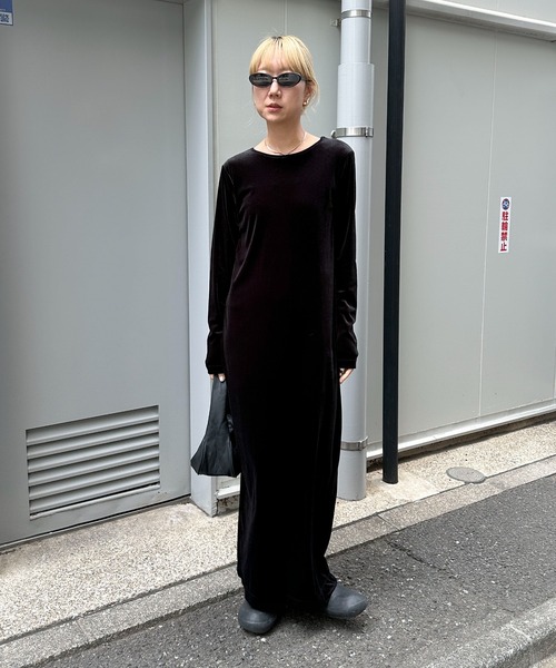 TALL/2Tサイズあり】ベロアロングワンピース（ワンピース）｜feepur