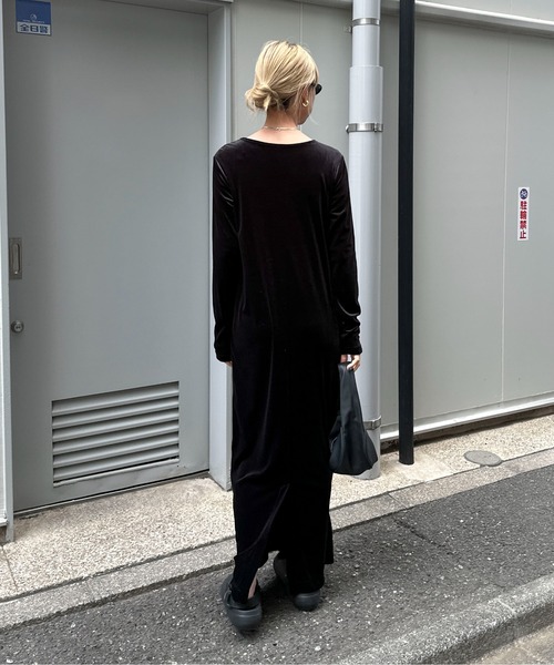 TALL/2Tサイズあり】ベロアロングワンピース（ワンピース）｜feepur