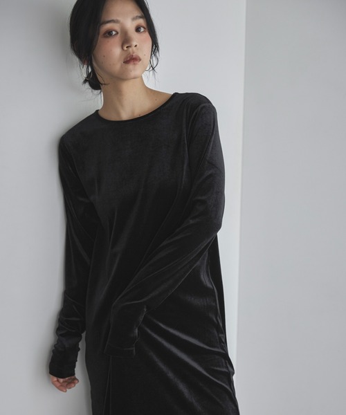 feepur（フェピュール）の「【TALL/２Tサイズあり】ベロアロングワンピース（ワンピース・レディース・グレー/ブラック/ブラウン・TALL/2T/MEDIUM/SMALL）」の17枚目の写真