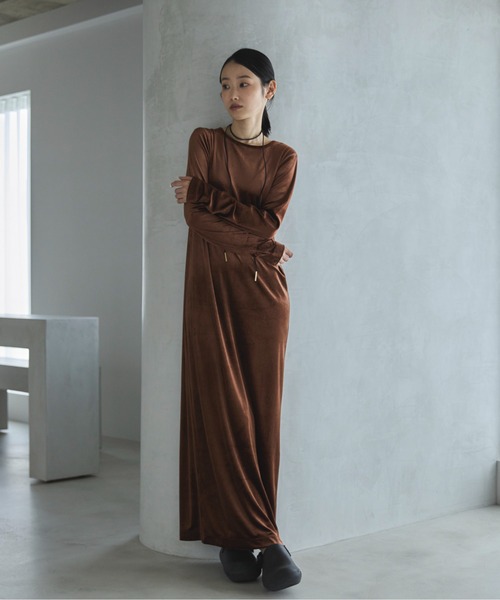 TALL/2Tサイズあり】ベロアロングワンピース（ワンピース）｜feepur