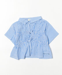 KP | サッカーストライプ前リボン付きブラウス(110~160)(シャツ/ブラウス)