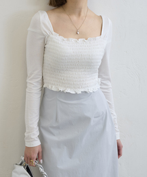 シャーリングカットトップス