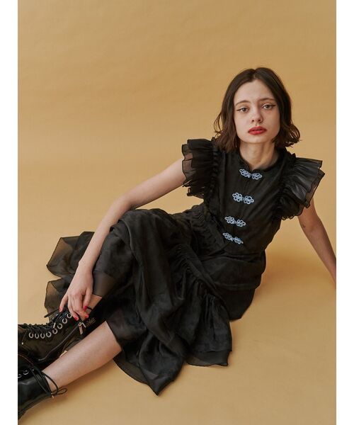 jouetie（ジュエティ）の「ドッキングフリルチャイナブラウス【セットアップ対応】（シャツ/ブラウス・レディース・オフホワイト/ブルー/ブラック・MEDIUM）」の5枚目の写真