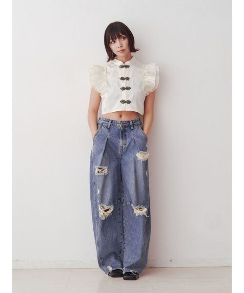 jouetie（ジュエティ）の「ドッキングフリルチャイナブラウス【セットアップ対応】（シャツ/ブラウス・レディース・オフホワイト/ブルー/ブラック・MEDIUM）」の16枚目の写真
