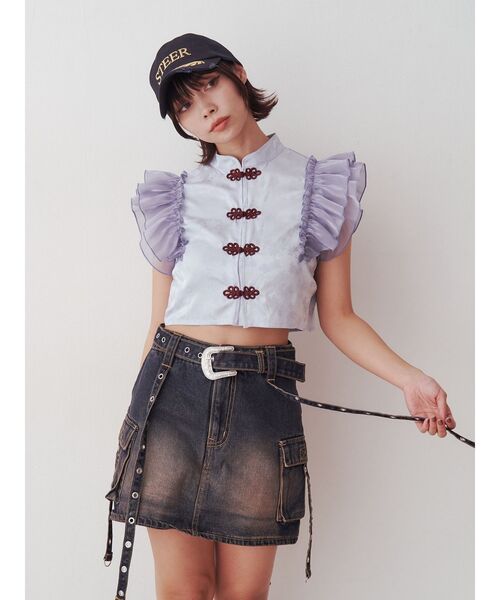 jouetie（ジュエティ）の「ドッキングフリルチャイナブラウス【セットアップ対応】（シャツ/ブラウス・レディース・オフホワイト/ブルー/ブラック・MEDIUM）」の18枚目の写真