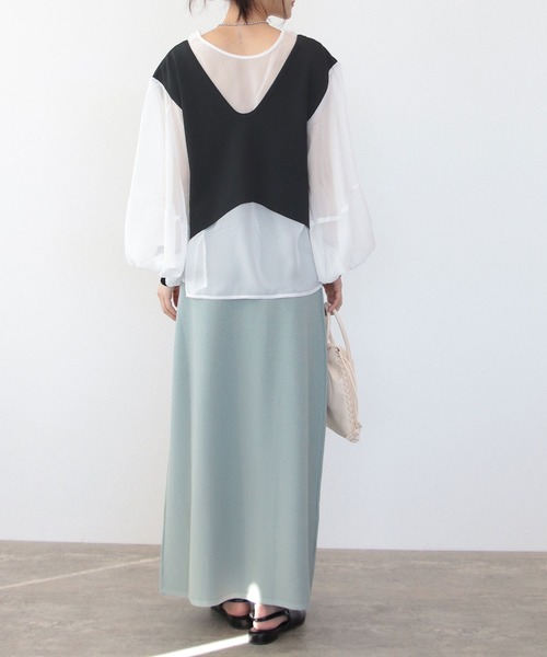 TITE IN THE STORE(ティテ インザ ストア)の「【VERSEAU/ヴェルソー】ニットスカート(スカート・レディース・ライトグリーン/ネイビー・38)」の3枚目の写真