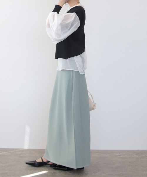 TITE IN THE STORE(ティテ インザ ストア)の「【VERSEAU/ヴェルソー】ニットスカート(スカート・レディース・ライトグリーン/ネイビー・38)」の4枚目の写真