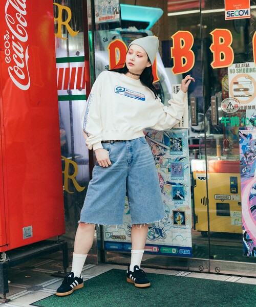 FREAK'S STORE(フリークスストア)の「PIKO × FREAK'S STORE/ピコ 別注 スクエアロゴ クルーネックスウェット(スウェット・レディース・チャコール/ナチュラル/レッド・フリ-)」の7枚目の写真