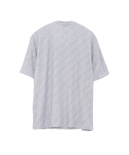 HIGH STREET(ハイストリート)の「HIGH STREET∴バイヤス千鳥パイルジャカードVネック半袖カットソー(Tシャツ/カットソー・メンズ・グレー/ブルー系2/ホワイト・M/LL/L)」の6枚目の写真