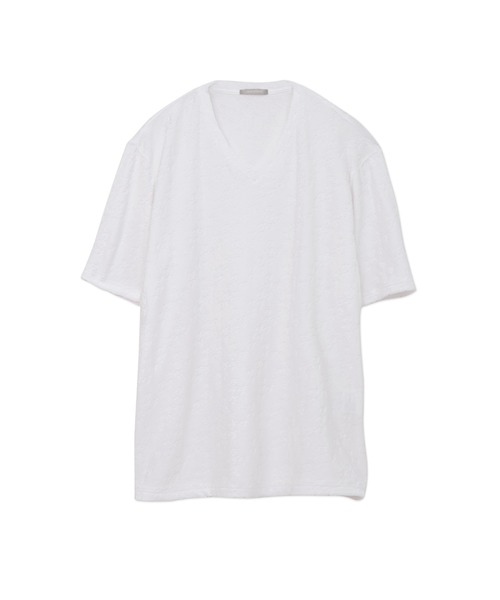 HIGH STREET(ハイストリート)の「HIGH STREET∴バイヤス千鳥パイルジャカードVネック半袖カットソー(Tシャツ/カットソー・メンズ・グレー/ブルー系2/ホワイト・M/LL/L)」の19枚目の写真