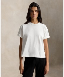 コットン ジャージー クロップド クルーネック Tシャツ