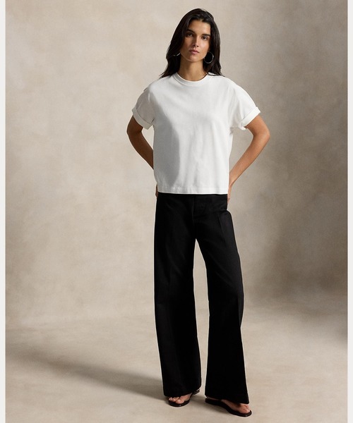 POLO RALPH LAUREN（ポロ ラルフ ローレン）の「コットン ジャージー クロップド クルーネック Tシャツ（Tシャツ/カットソー・レディース・ホワイト・XS/S/M/L/XL）」の5枚目の写真
