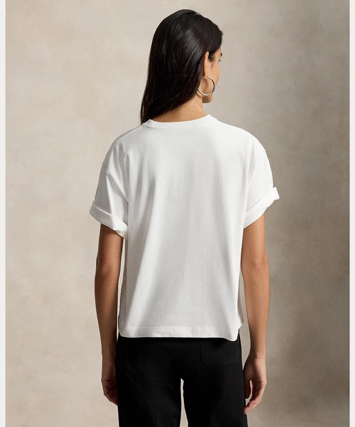 POLO RALPH LAUREN（ポロ ラルフ ローレン）の「コットン ジャージー クロップド クルーネック Tシャツ（Tシャツ/カットソー・レディース・ホワイト・XS/S/M/L/XL）」の6枚目の写真
