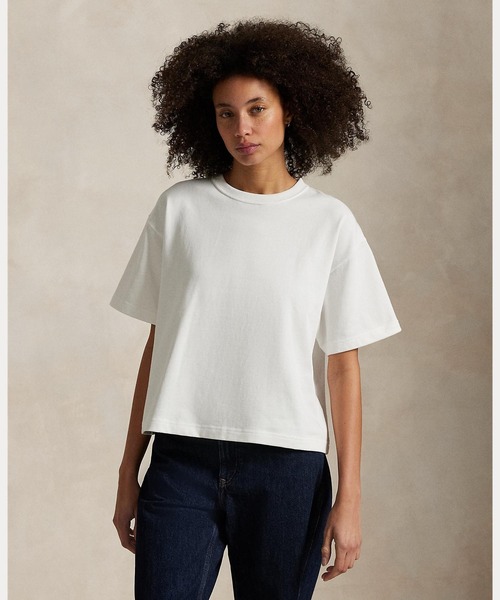 POLO RALPH LAUREN（ポロ ラルフ ローレン）の「コットン ジャージー クロップド クルーネック Tシャツ（Tシャツ/カットソー・レディース・ホワイト・XS/S/M/L/XL）」の8枚目の写真