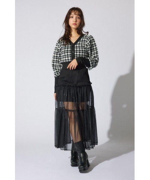 rienda（リエンダ）の「2WAYチェックパターンニットカーディガントップス（カーディガン/ボレロ・レディース・ブラック/ベージュ/イエロー・FREE）」の5枚目の写真