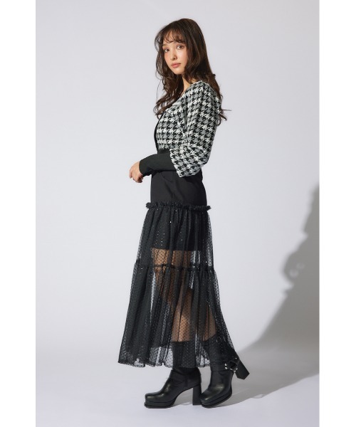 rienda（リエンダ）の「2WAYチェックパターンニットカーディガントップス（カーディガン/ボレロ・レディース・ブラック/ベージュ/イエロー・FREE）」の6枚目の写真