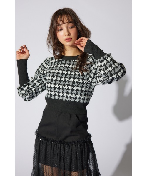 rienda（リエンダ）の「2WAYチェックパターンニットカーディガントップス（カーディガン/ボレロ・レディース・ブラック/ベージュ/イエロー・FREE）」の7枚目の写真