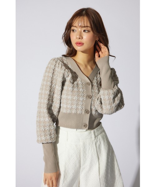 rienda（リエンダ）の「2WAYチェックパターンニットカーディガントップス（カーディガン/ボレロ・レディース・ブラック/ベージュ/イエロー・FREE）」の11枚目の写真